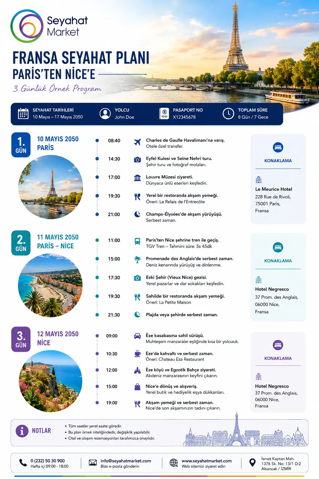 Schengen Vize Seyahat Plani Ornegi Itinerary